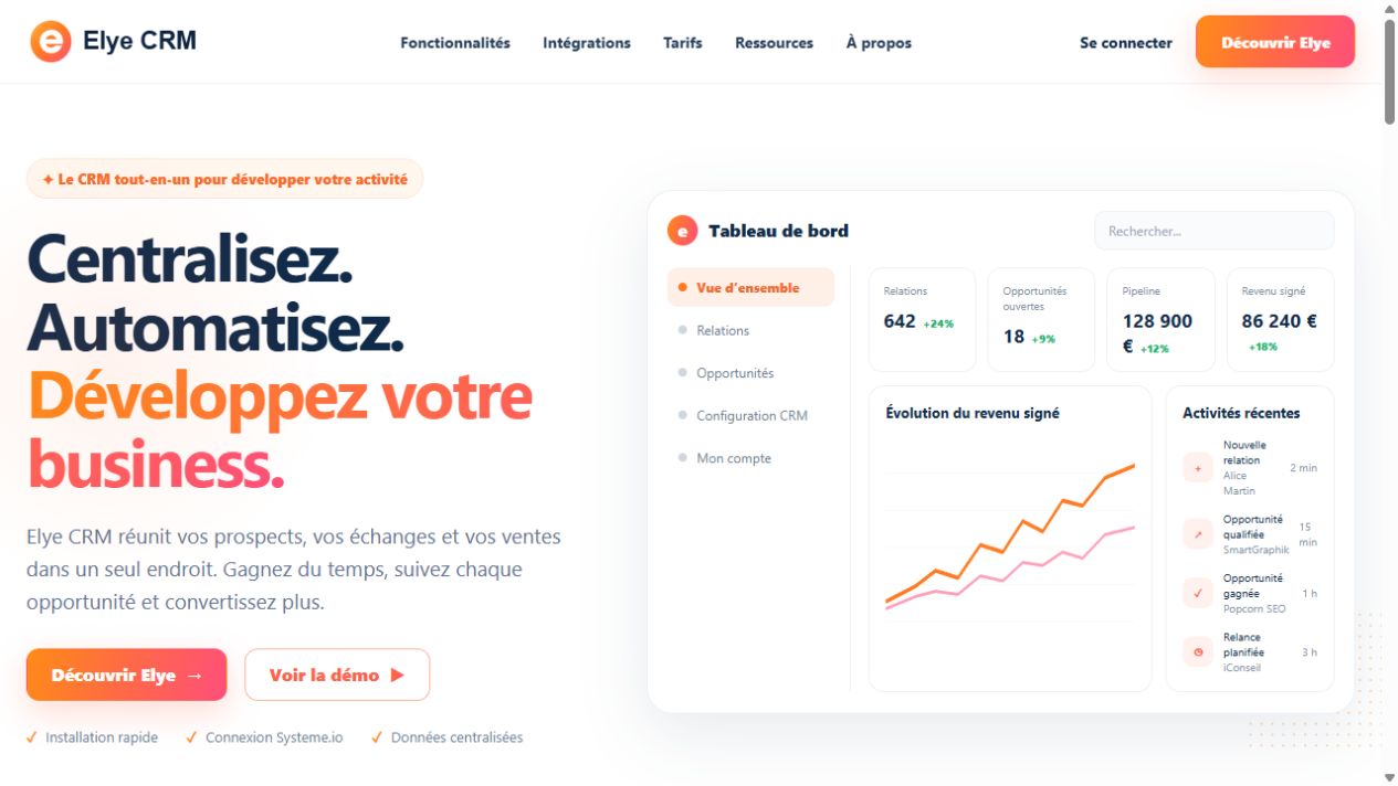 Capture d’écran du site Elye