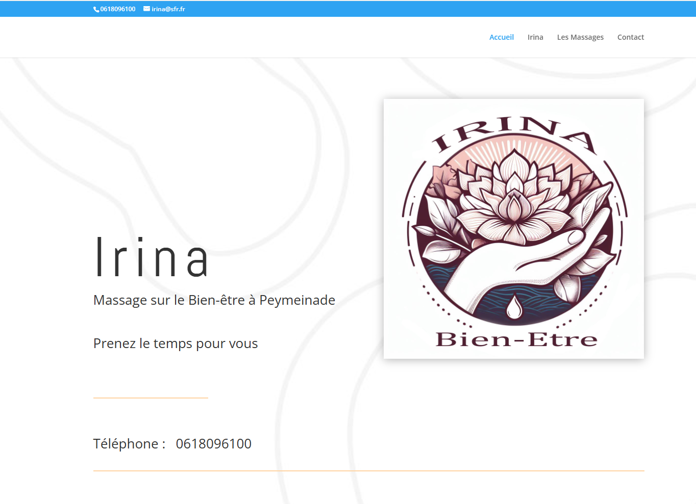 Capture d’écran du site Irina Bien-être