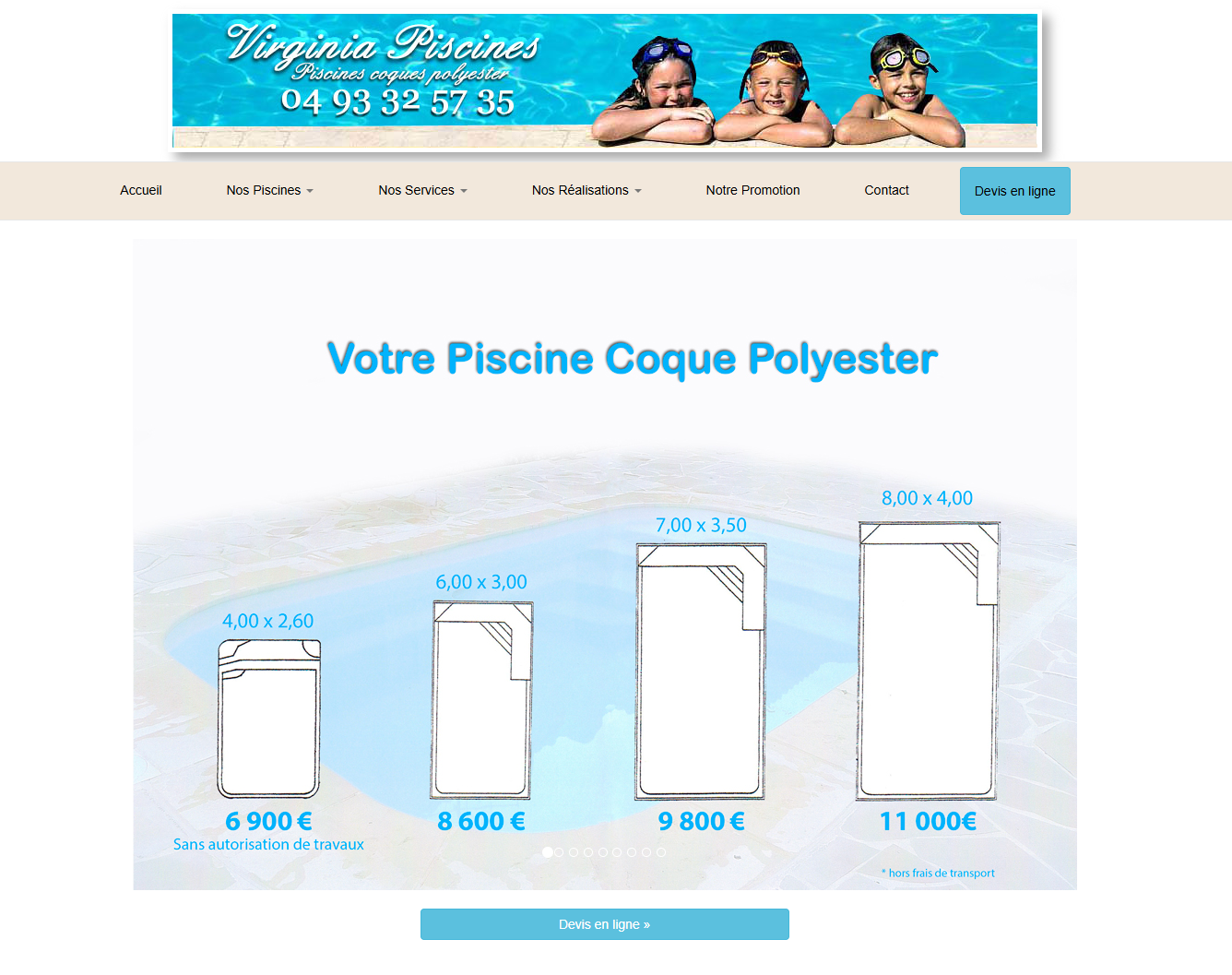 Capture d’écran du site Virginia Piscines
